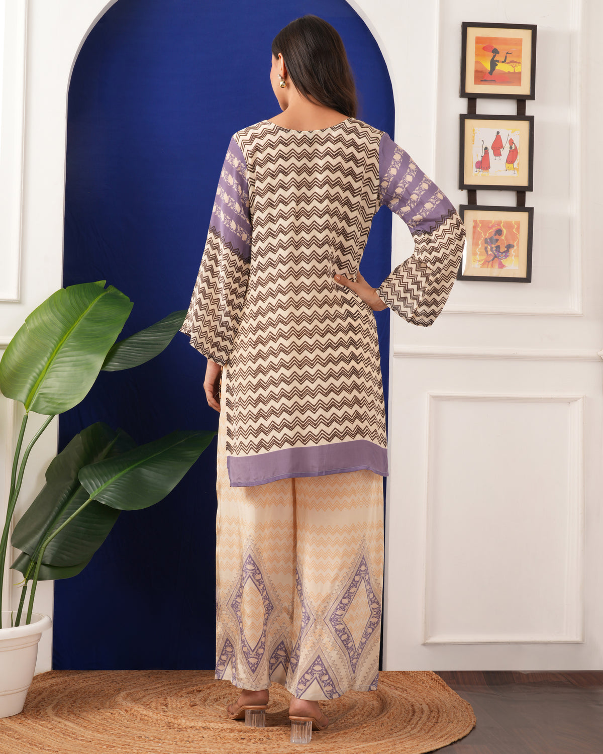 Lilac Chevron Kurta Palazzo Set